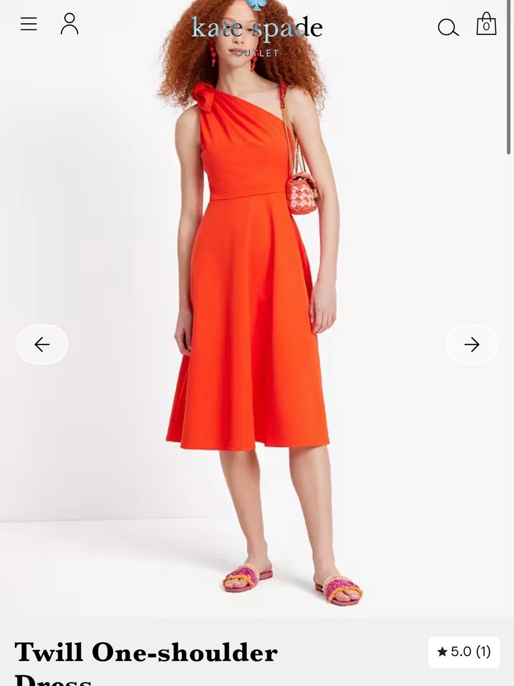 kate spade Bright Orange One-Shoulder A-Line Dress